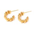 Wholesale 18K Gold Plated Pleated C Shape Earrings Stainless Steel Cheap