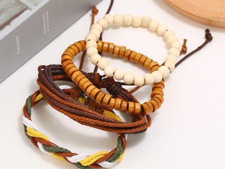 Wholesale Vintage Hemp Rope Leather Bracelet Set of Four on Sale