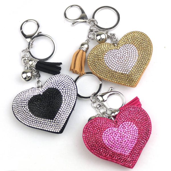 Wholesale Zinc Alloy Diamond Heart Keychain Discount