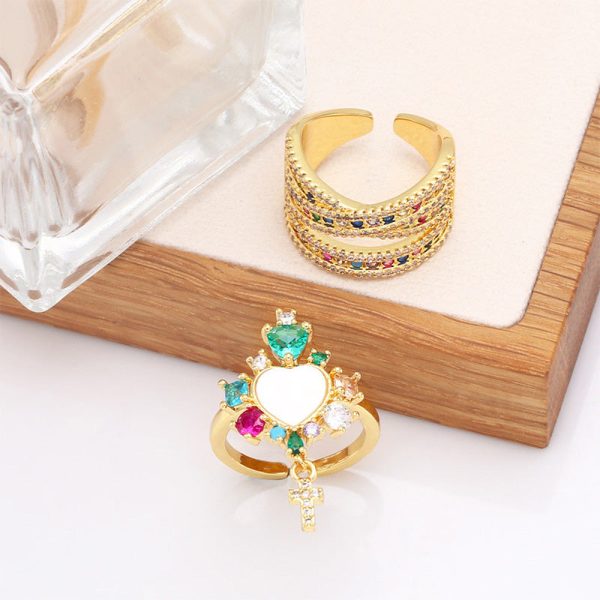 Wholesale Ring Copper Plating Colorful Zircon Adjustable OLY-RS-AS001 Hot on Sale