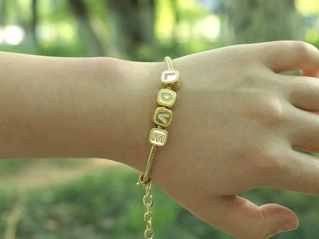 Wholesale Alphabet Snake Gold Plated Copper Beaded Bracelets Supply