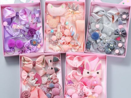 Wholesale 18-piece Set of Cute Fabric Hair Clips for Children For Discount