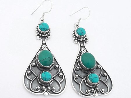 Wholesale Antique Green Turquoise Alloy Earrings on Sale