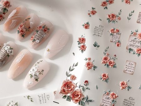 Wholesale Ferrite Rose Plastic Nail Stickers on Sale